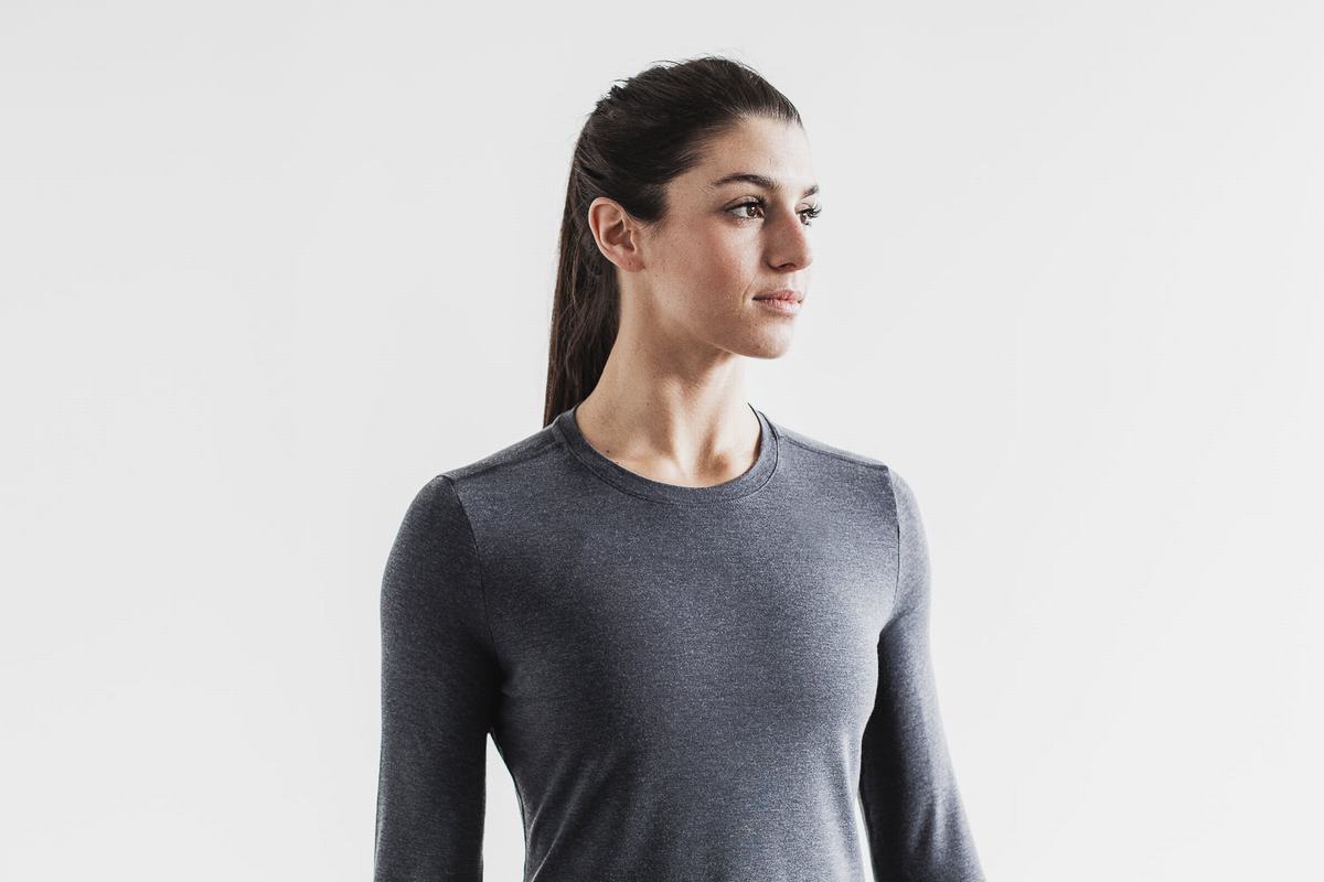 Nobull Women's Long Sleeves Deep Grey | Australia (AK0921)